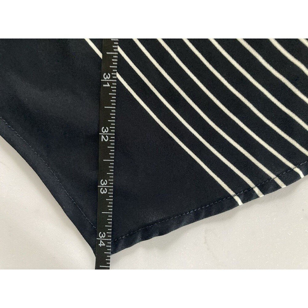Chaus NY Top Medium Black White Striped Asymmetrical Front Zip Good Condition - Picture 14 of 16